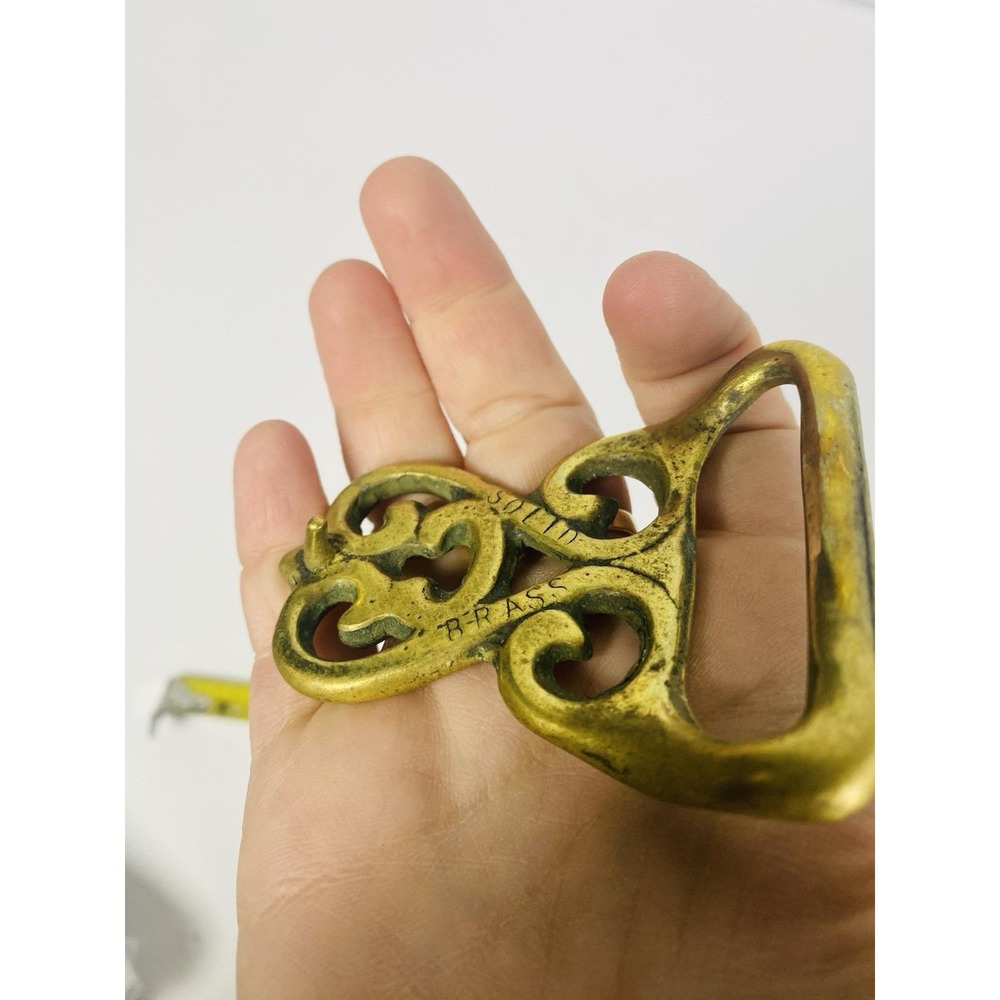 Solid Brass Abstract Pattern Trinity Vintage Belt… - image 3